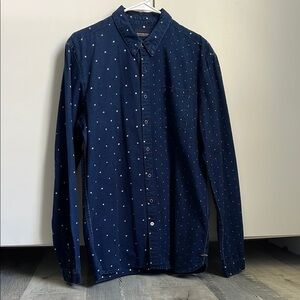 Scotch & Soda Denim Blue Polka Dot Shirt